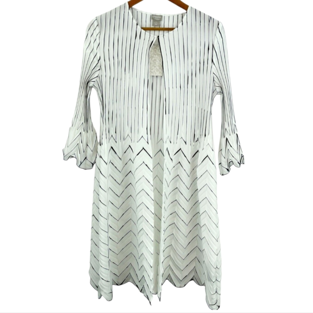 NWT Chico's Pleated 3/4 Bell Sleeve Cardigan Jacket Travelers  Women's SZ 8/10 M